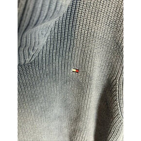 Tommy Hilfiger Men’s Blue Cotton Cable Knit Sweater XL Cowl Neck Pullover EUC - Picture 2 of 7